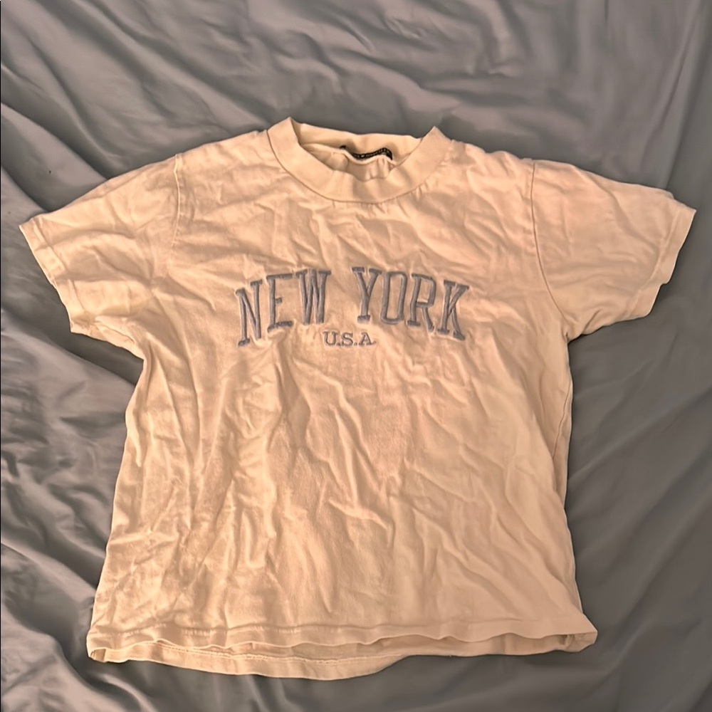 White Brandy Melville Shirt with New York USA Print